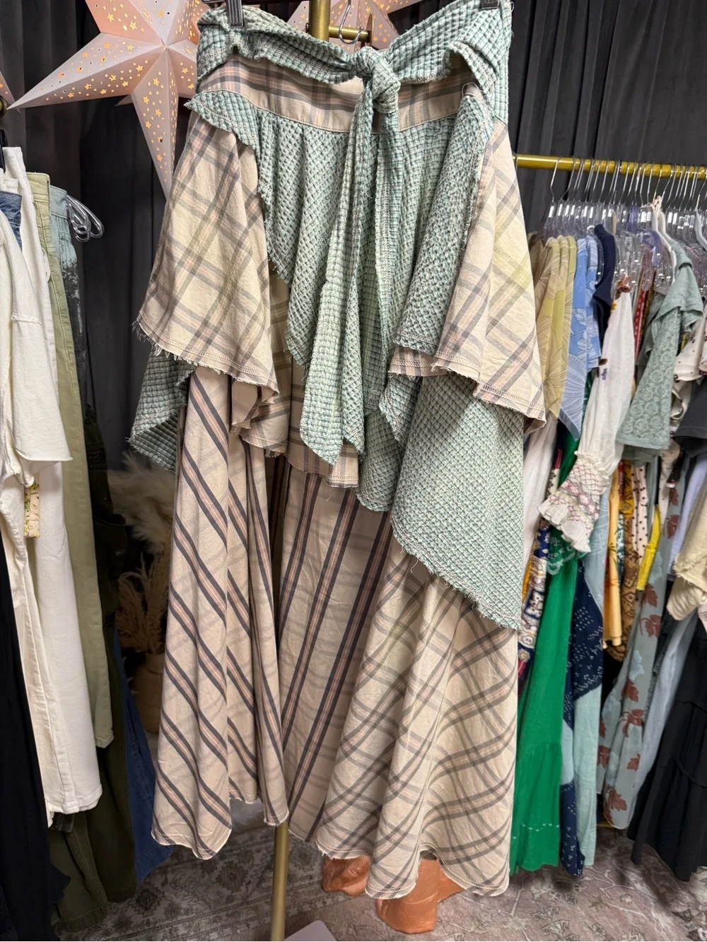 NWOT Free People Calliope Maxi Skirt- Neutral Combo
